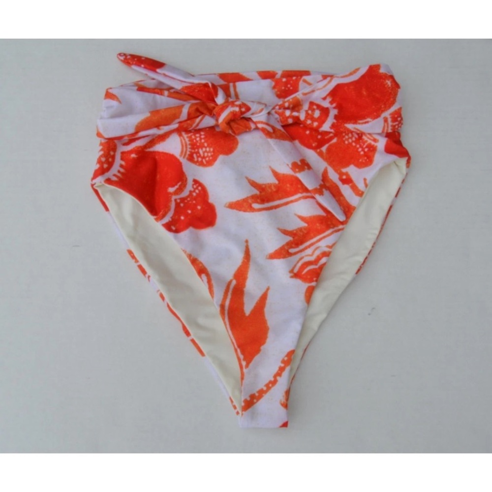 Mara Hoffman Sz Small Goldie Red Floral Multi High Waisted Swim Bottom